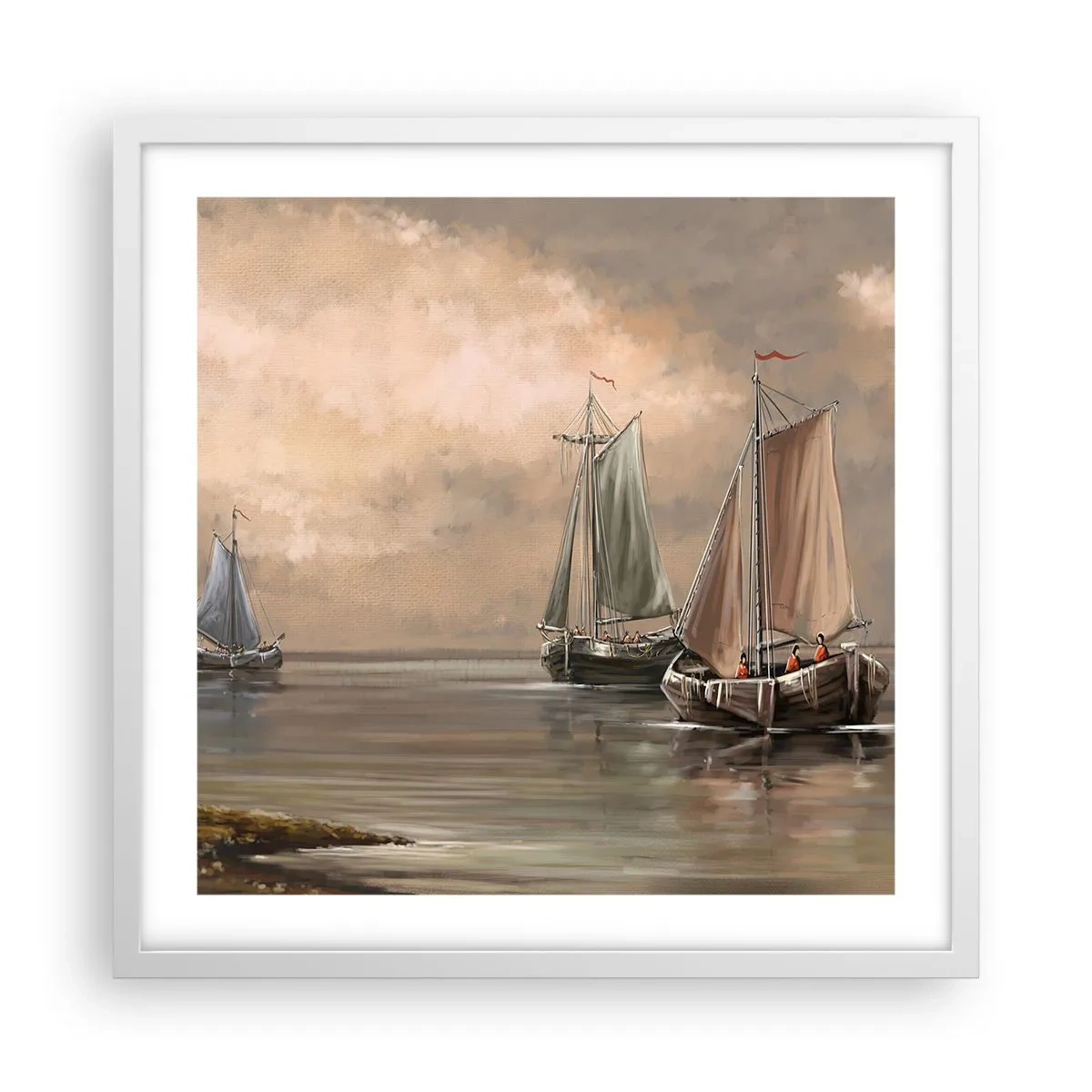 Poster in einem weißen Rahmen - Die Rückkehr der Matrosen - 50x50 cm