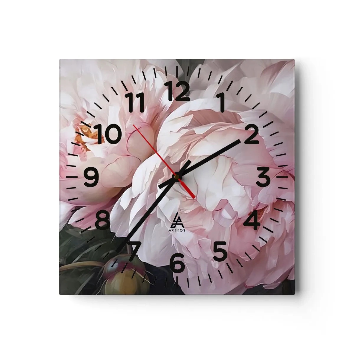 Wanduhr - Glasuhr - In der Blüte angehalten - 40x40 cm
