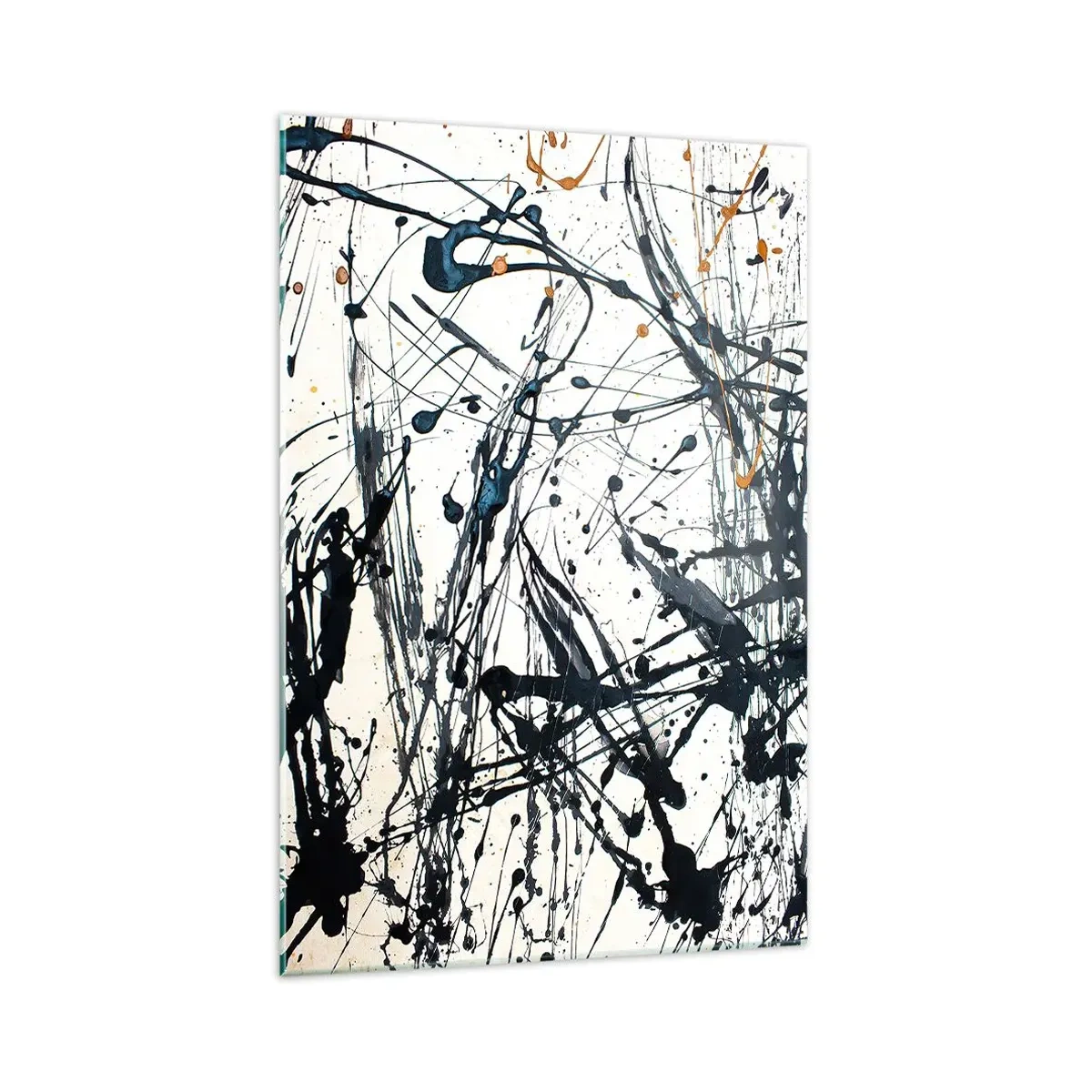 Glasbild - Bild auf glas - Ein abstraktes Gemälde mit Farbspritzern in dynamischen Mustern. - 70x100cm - Expressionistische Abstraktion - Moderne Wanddekoration für Wohnzimmer und Schlafzimmer ARTTOR