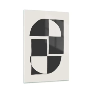 Glasbild - Bild auf glas - Abstrakte geometrische Formen in Schwarz und Weiß - 80x120cm - Antithese - Synthese - Moderne Wanddekoration für Wohnzimmer und Schlafzimmer ARTTOR