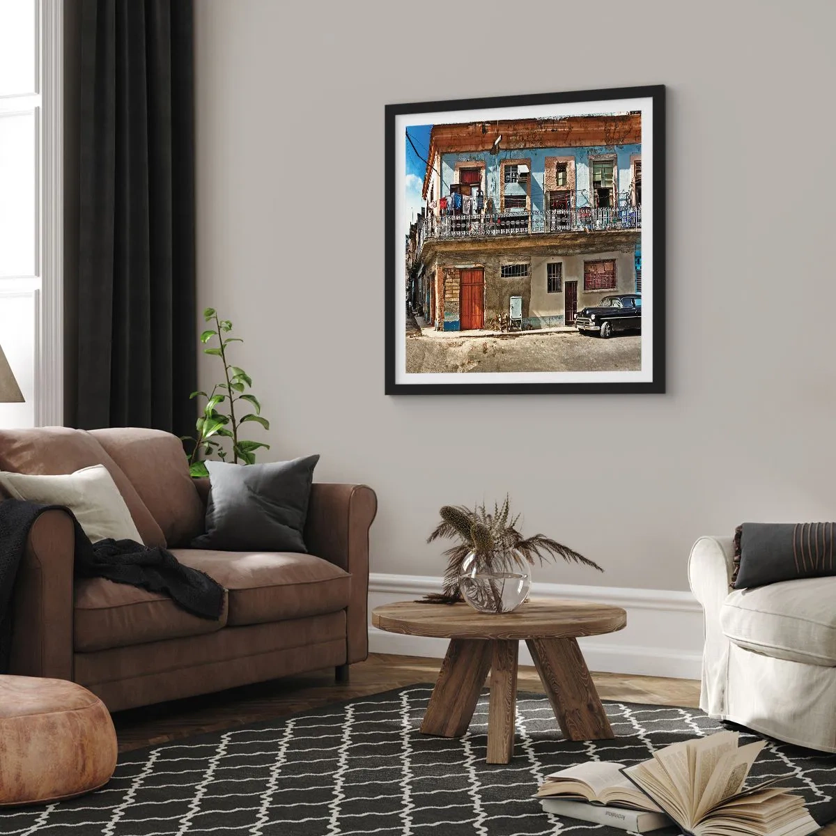 Poster in einem schwarzem Rahmen - Havanna-Stimmung - 30x30 cm