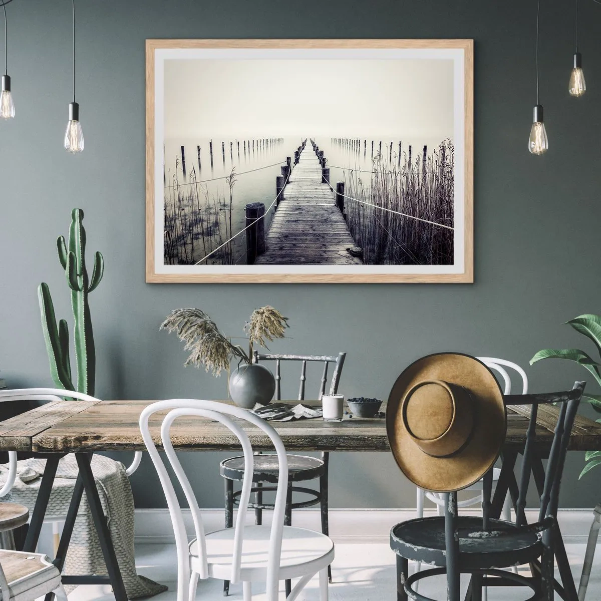 Poster in einem Rahmen aus heller Eiche - Tauchen Sie in Ruhe ein - 70x50 cm