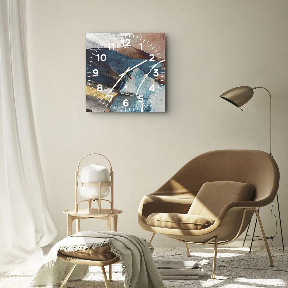 Wanduhr - Glasuhr - Großzügig und mit Energie - 40x40 cm