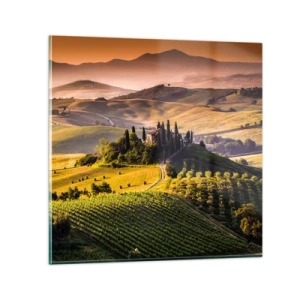 Glasbild - Bild auf glas - Arkadien - die toskanische Landschaft - 60x60 cm