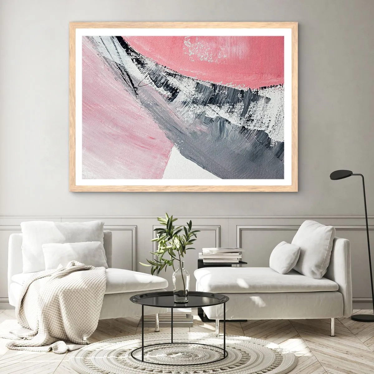 Poster in einem Rahmen aus heller Eiche - Passende Komposition - 100x70 cm