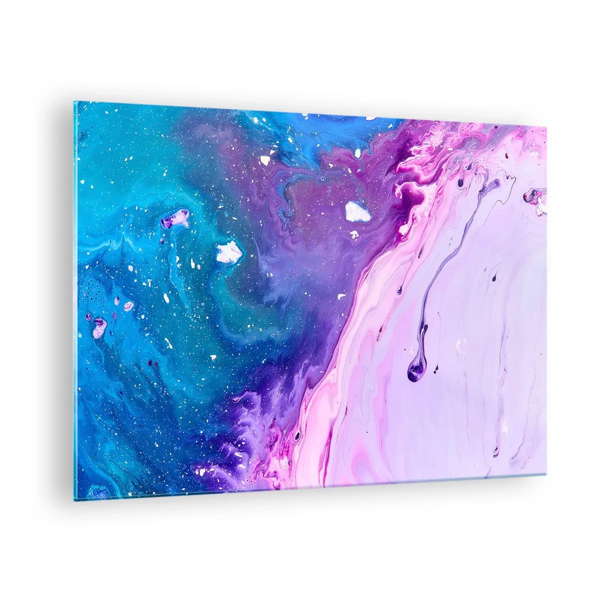 Glasbild - Bild auf glas - Eine abstrakte Komposition mit einer Mischung aus Lila-, Blau- und Rosatönen. - 70x50cm - Yin und Yang - Moderne Wanddekoration für Wohnzimmer und Schlafzimmer ARTTOR