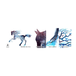 Fototapeten Muster Selbstklebend Deluxe Sticker - Und als wäre der Wald umgezogen - Abstraktion, Pferd, Tiere - 100x30 cm