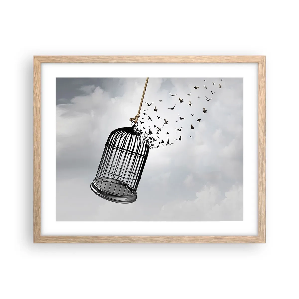 Poster in einem Rahmen aus heller Eiche - Glaube ... Hoffnung ... Freiheit! - 50x40 cm