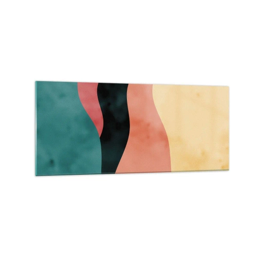 Glasbild - Bild auf glas - Abstrakte Wellen in Pastellfarben - 120x50cm - Konforme Nichtkonformität - Moderne Wanddekoration für Wohnzimmer und Schlafzimmer ARTTOR