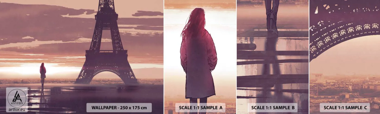 Fototapeten Muster Selbstklebend Deluxe Sticker - Nur zwei davon - Stadt, Eiffelturm, Paris - 100x30 cm