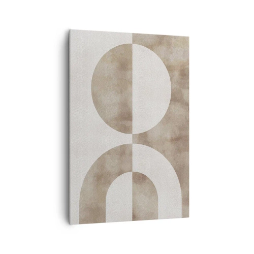 Bild auf Leinwand - Leinwandbild - Ein abstraktes Gemälde in Beigetönen mit geometrischen Formen und Symmetrie. - 70x100cm - Ähnlichkeiten und Unterschiede - Moderne Wanddekoration für Wohnzimmer und Schlafzimmer ARTTOR