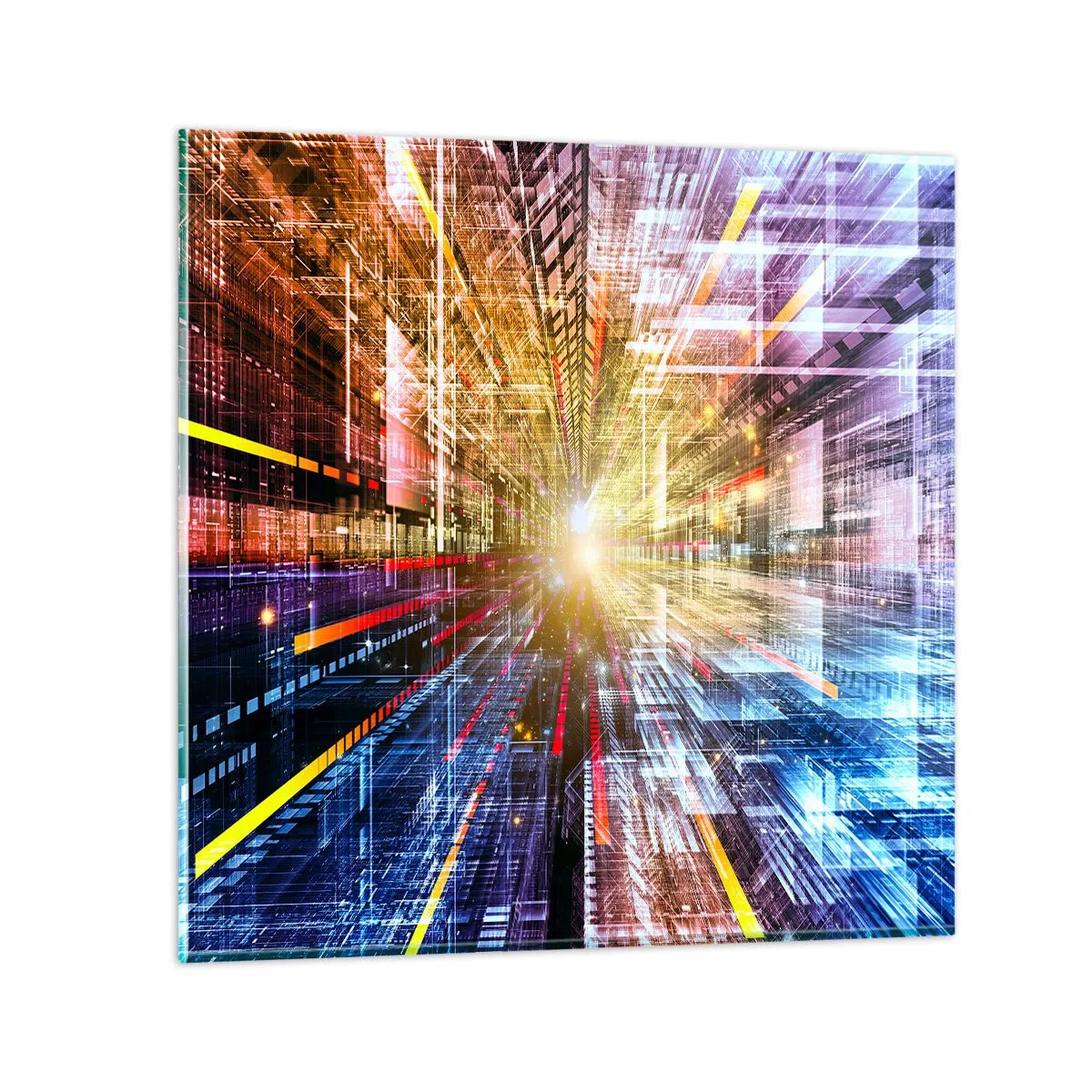 Glasbild - Bild auf glas - Leuchtender Korridor - 70x70 cm