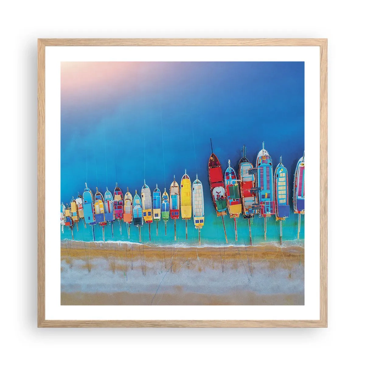 Poster in einem Rahmen aus heller Eiche - Aus der Vogelperspektive - 60x60 cm