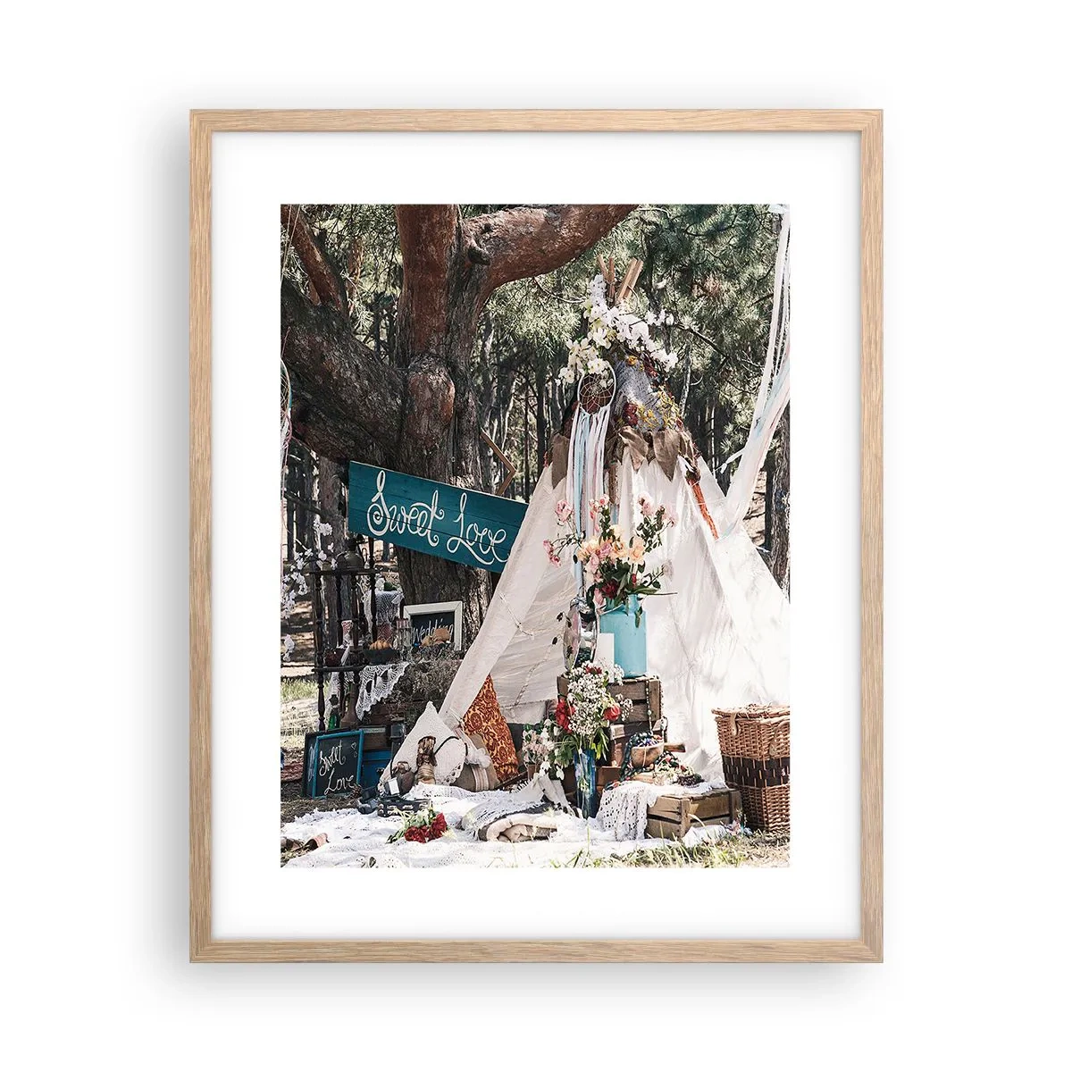 Poster in einem Rahmen aus heller Eiche - Liebe machen ... - 40x50 cm