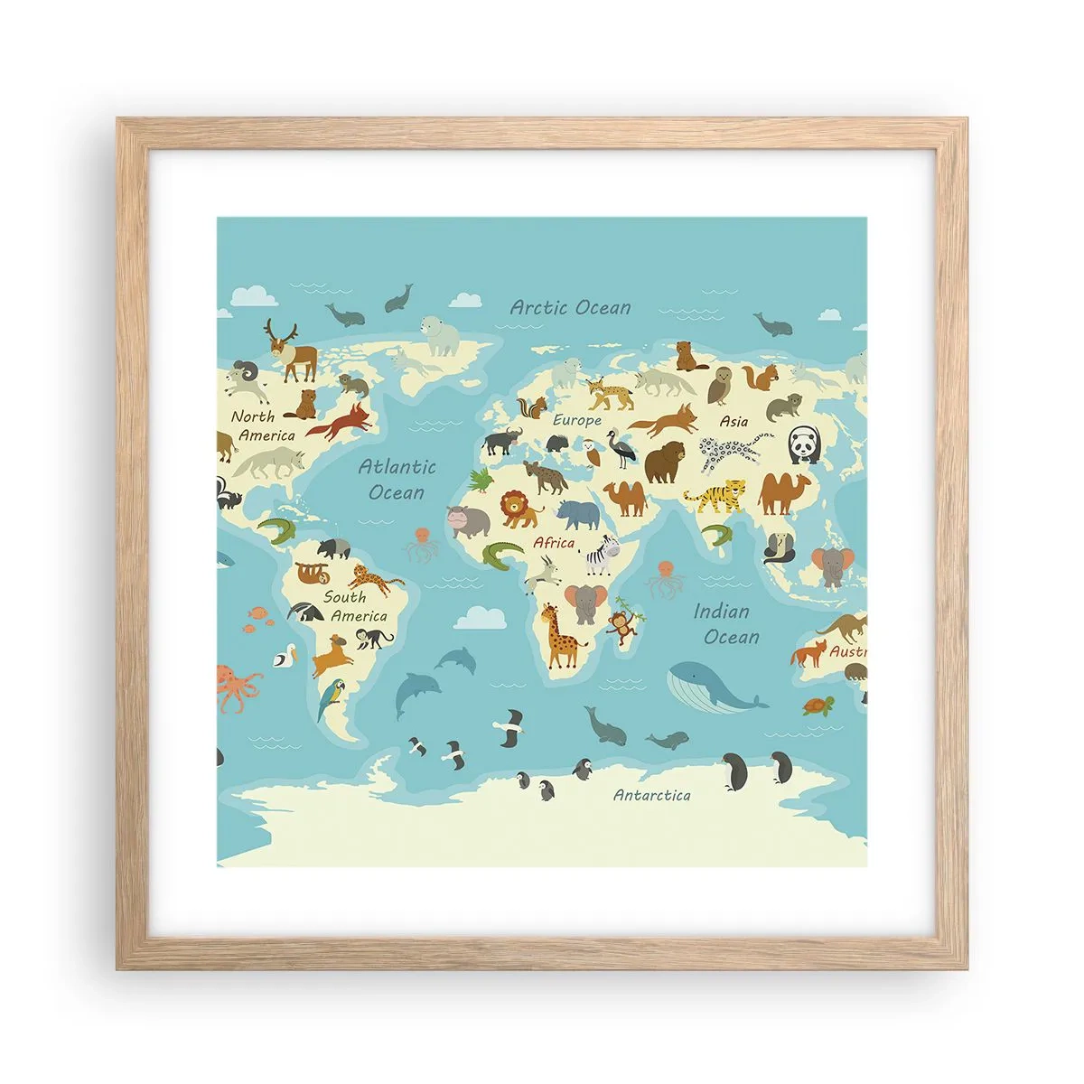 Poster in einem Rahmen aus heller Eiche - Gute Nachbarn - 40x40 cm