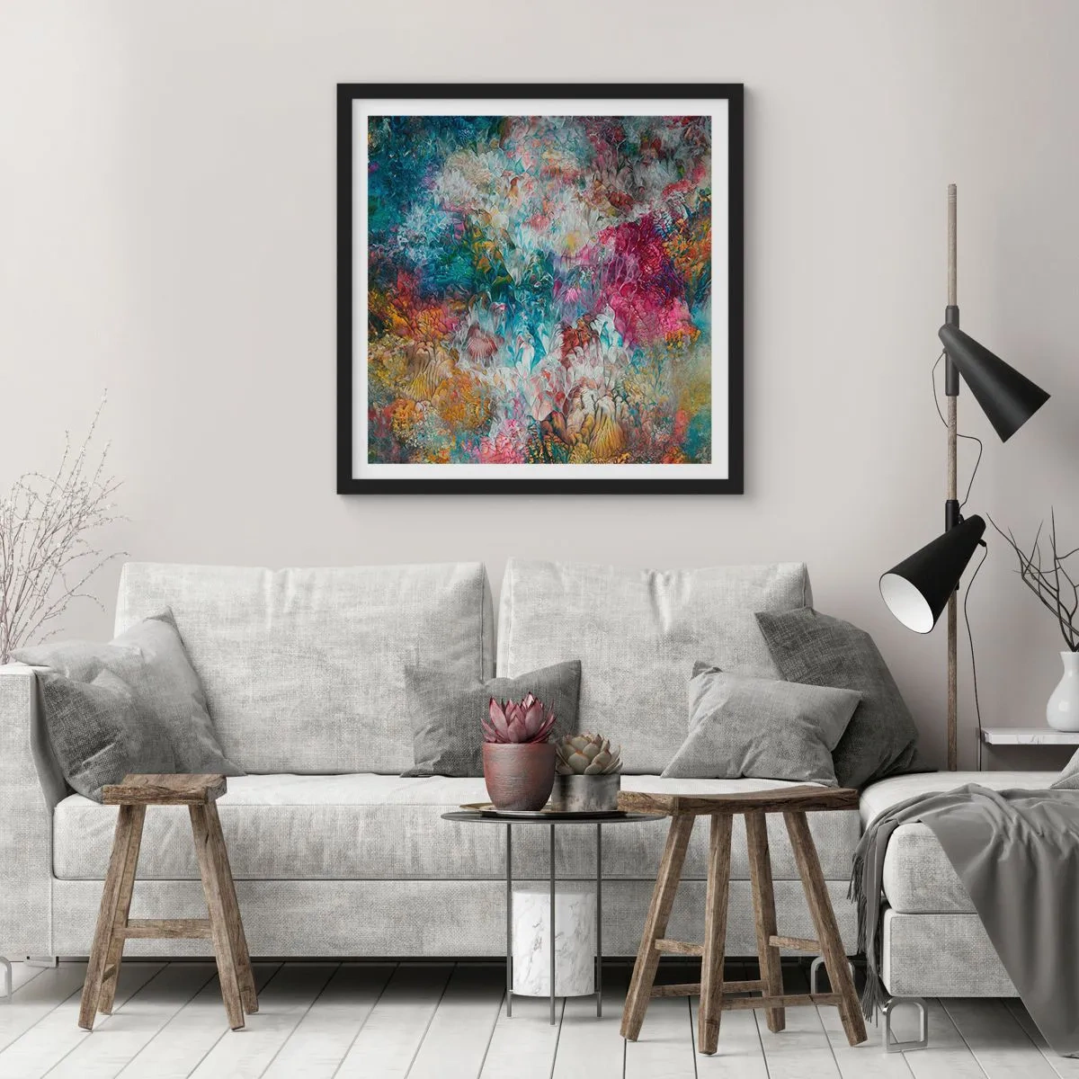 Poster in einem schwarzem Rahmen - In voller Blüte - 60x60 cm