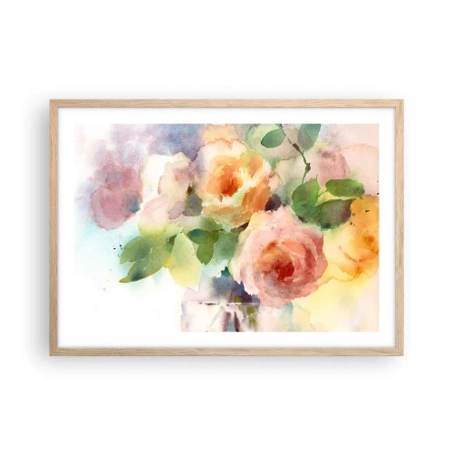 Poster in einem Rahmen aus heller Eiche - Zart wie Aquarell - 70x50 cm