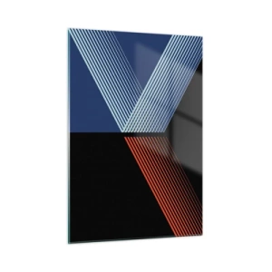 Glasbild - Bild auf glas - Eine moderne geometrische Komposition mit Linien und Farbkontrasten. - 50x70cm - Eine einfache Geschichte - Moderne Wanddekoration für Wohnzimmer und Schlafzimmer ARTTOR