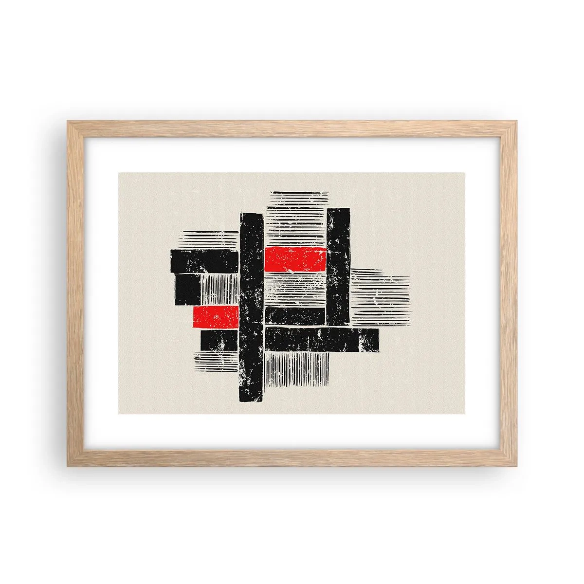 Poster in einem Rahmen aus heller Eiche - Rot und Schwarz - 40x30 cm
