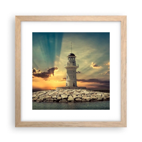 Poster in einem Rahmen aus heller Eiche - Licht - Gut - Schönheit - 30x30 cm