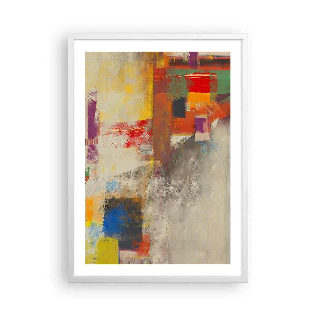 Poster in einem weißen Rahmen - Geometrie der Farben - 50x70 cm