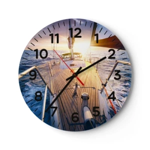 Wanduhr - Glasuhr - Laufen unter den Wellen - 30x30 cm