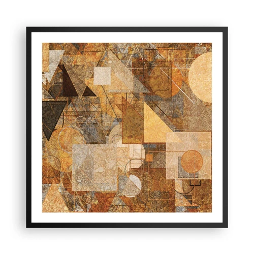 Poster in einem schwarzem Rahmen - Eine kubistische Studie aus Bronze - 60x60 cm