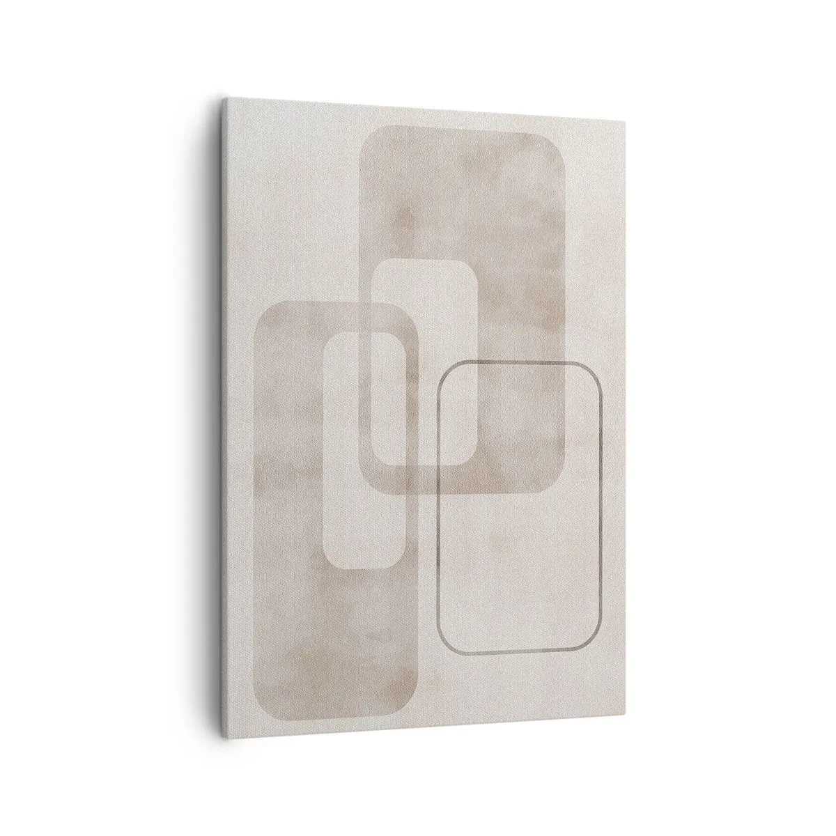 Bild auf Leinwand - Leinwandbild - Eine minimalistische Komposition mit Rechtecken in Beigetönen auf dezentem Hintergrund. - 50x70cm - Geometrische Fuge - Moderne Wanddekoration für Wohnzimmer und Schlafzimmer ARTTOR