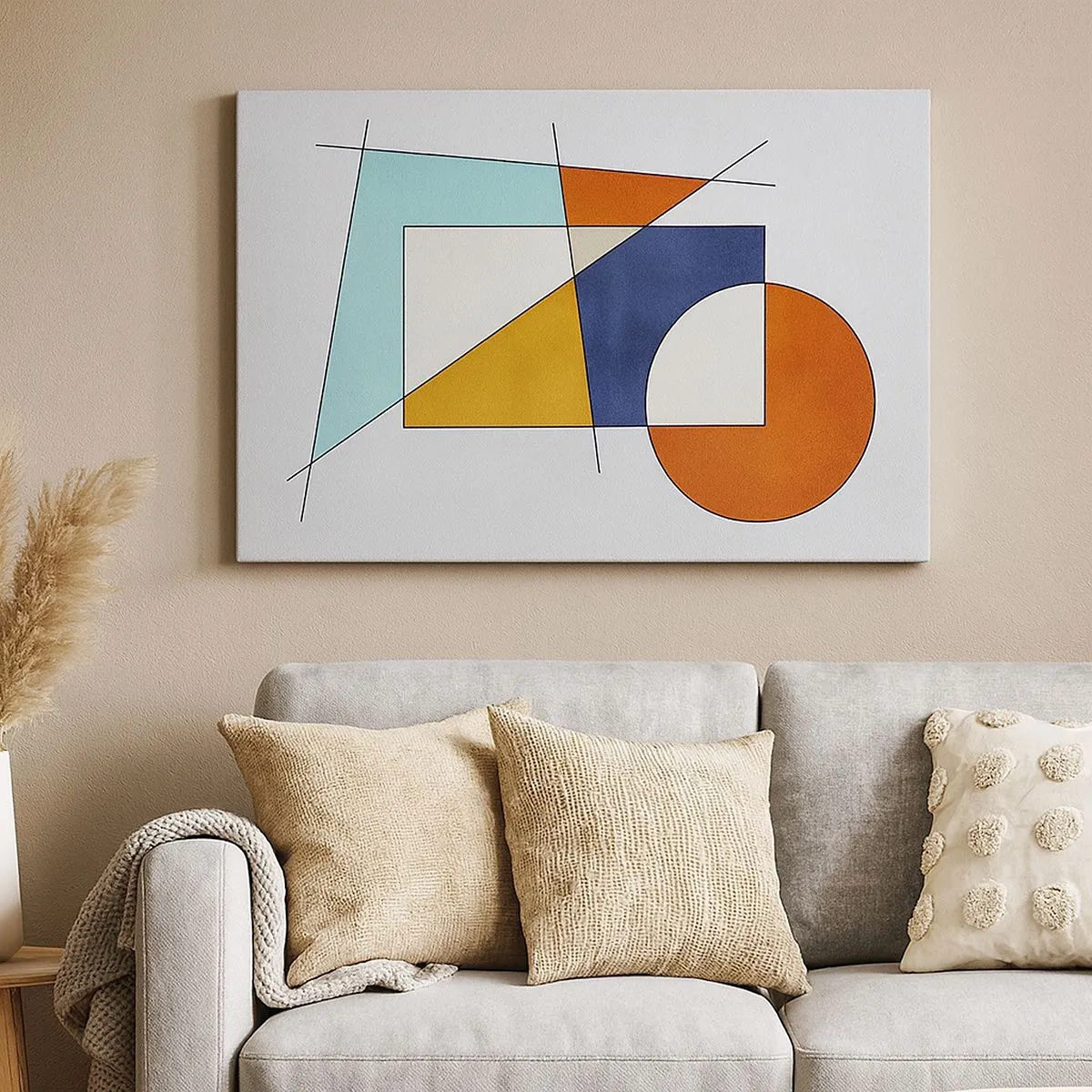 Bild auf Leinwand - Leinwandbild - Eine modernistische Komposition aus geometrischen Formen und Farben - 70x50cm - Abstraktion: modernistisches Spiel - Moderne Wanddekoration für Wohnzimmer und Schlafzimmer ARTTOR