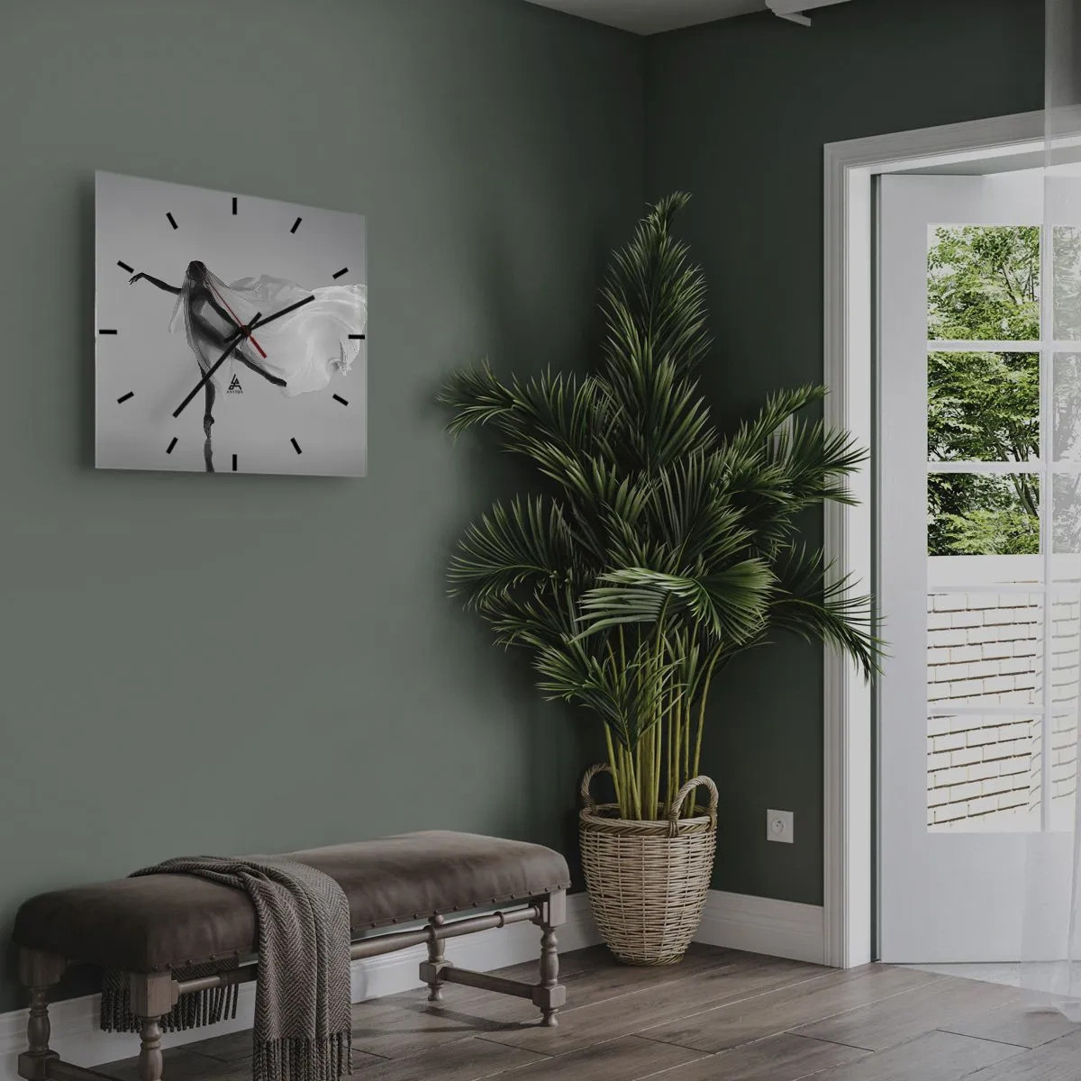 Wanduhr - Glasuhr - Leichtigkeit und Anmut - 30x30 cm