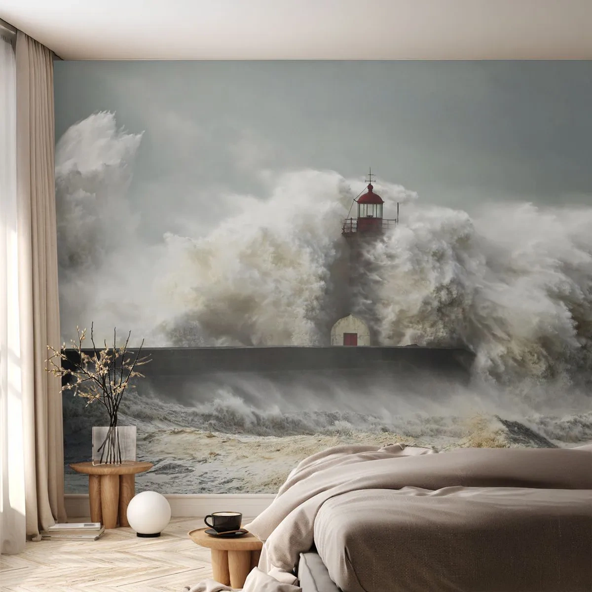 Fototapete Standard Eco - Die Wut des Ozeans - Landschaft, Leuchtturm, Sturm - 400x280 cm