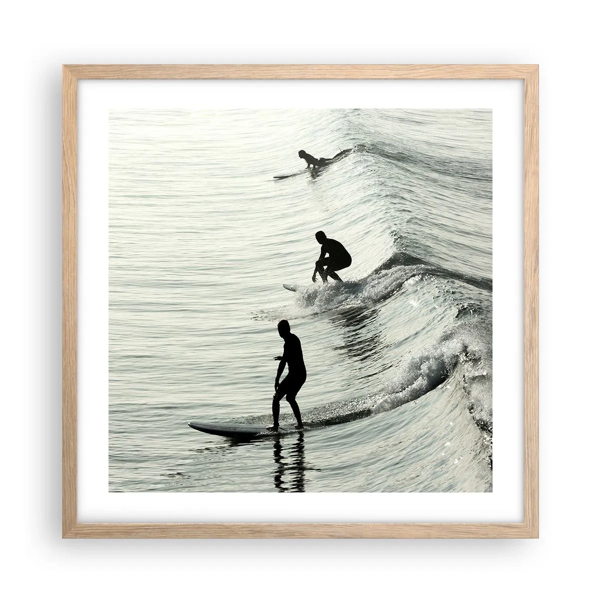 Poster in einem Rahmen aus heller Eiche - Gegen die Welle - 50x50 cm