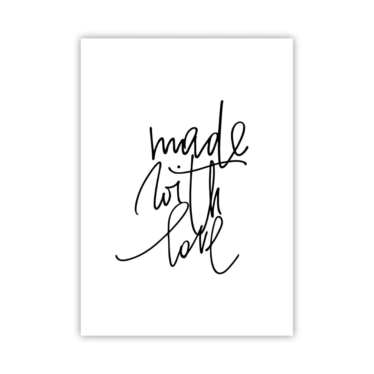 Poster - Kalligrafische Inschrift „Made with Love“ auf weißem Hintergrund - 50x70cm - Die beste Marke - Moderne Wanddekoration für Wohnzimmer und Schlafzimmer ARTTOR