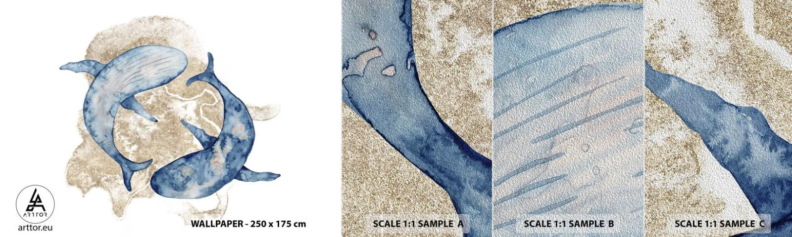 Fototapeten Muster Premium Sand - Freundschaft oder Liebe? - Delfine, Abstraktion, Stück - 100x30 cm