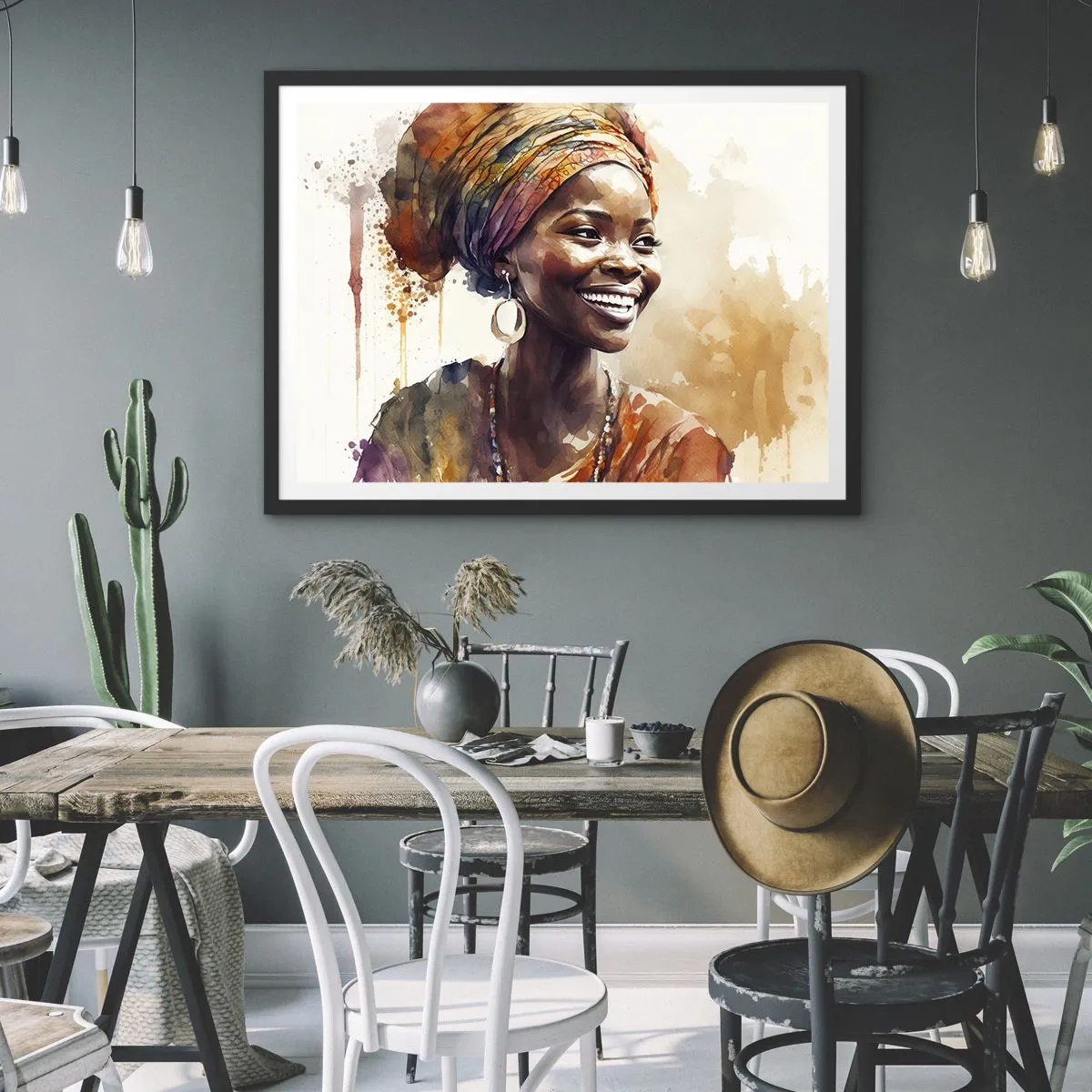 Poster in einem schwarzem Rahmen - Afrikanische Königin - 50x40 cm