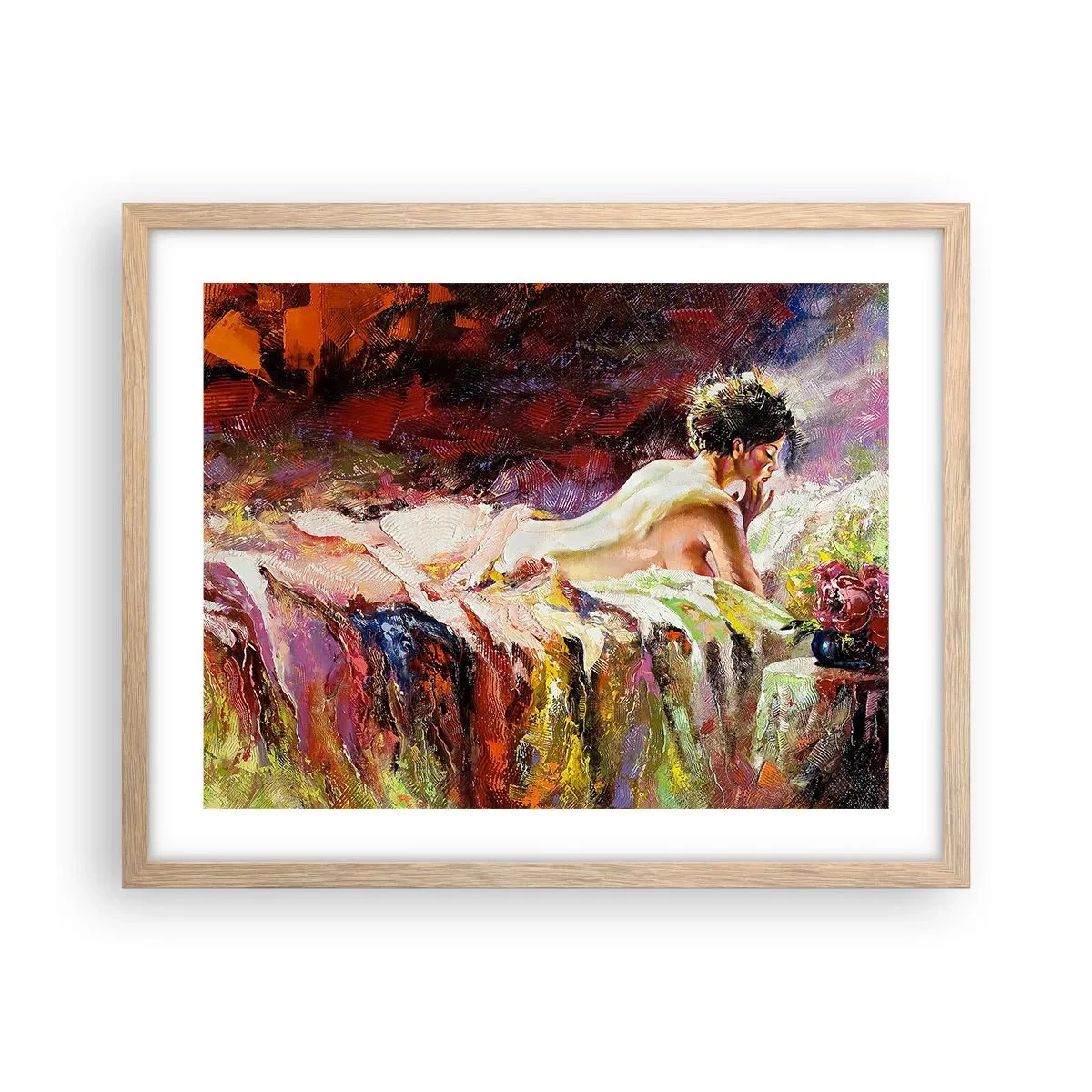 Poster in einem Rahmen aus heller Eiche - Venus in Gedanken - 50x40 cm