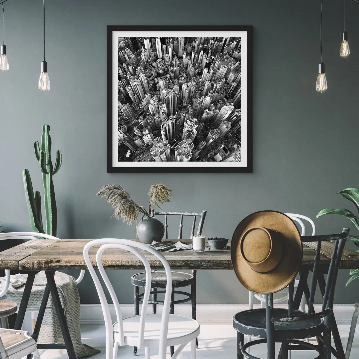 Poster in einem schwarzem Rahmen - Immer höher und höher - 40x40 cm