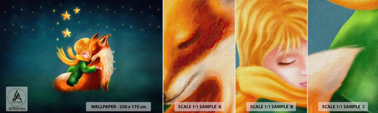 Fototapeten Muster Premium Canvas - Kleiner Prinz - Für Kinder, Fuchs, Junge - 100x30 cm