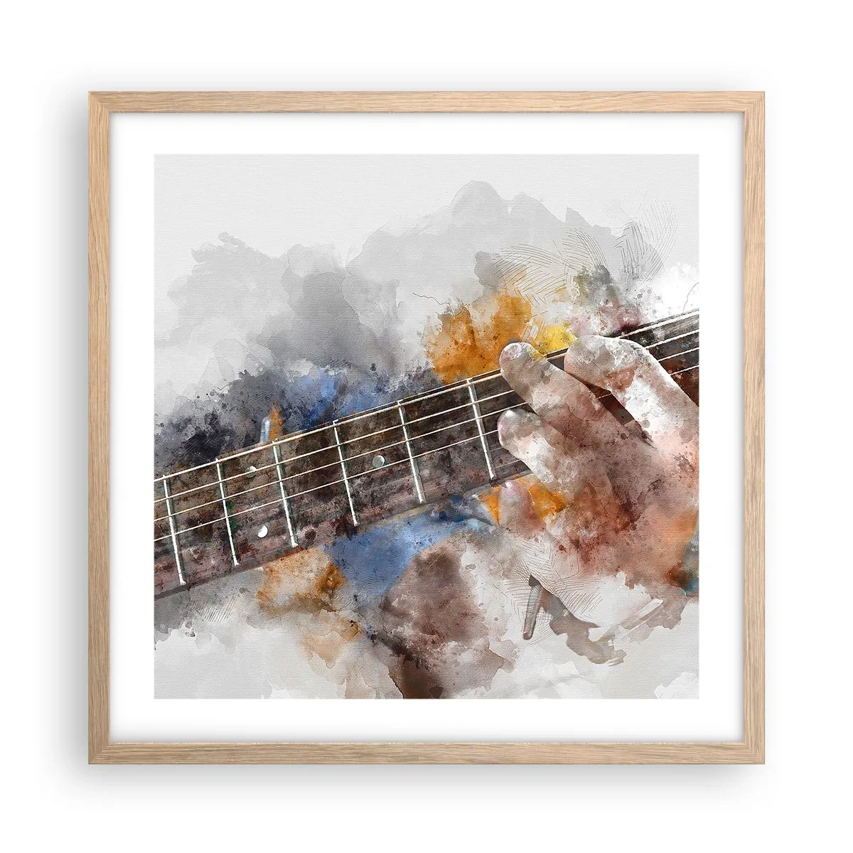 Poster in einem Rahmen aus heller Eiche - Poesie zwischen den Saiten - 50x50 cm