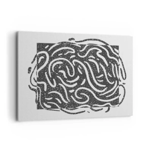 Bild auf Leinwand - Leinwandbild - Schwarz-Weiß-Abstraktion im geometrischen Stil - 100x70cm - Abstraktion: Freudentanz - Moderne Wanddekoration für Wohnzimmer und Schlafzimmer ARTTOR