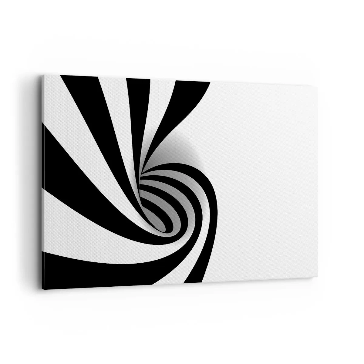 Bild auf Leinwand - Leinwandbild - Abstrakter optischer Wirbel in Schwarzweiß - 120x80cm - Und doch dreht es sich - Moderne Wanddekoration für Wohnzimmer und Schlafzimmer ARTTOR