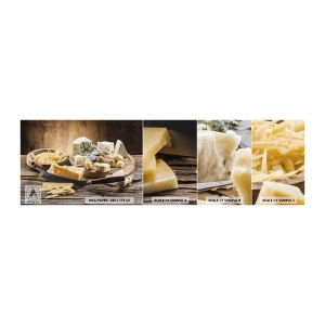 Fototapetenmuster Standard Eco - Lächeln Sie den Käse an - Gastronomie, Käsebrett, Kulinarisch - 100x30 cm
