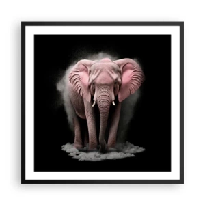 Poster in einem schwarzem Rahmen - Denke nicht an einen rosa Elefanten! - 60x60 cm