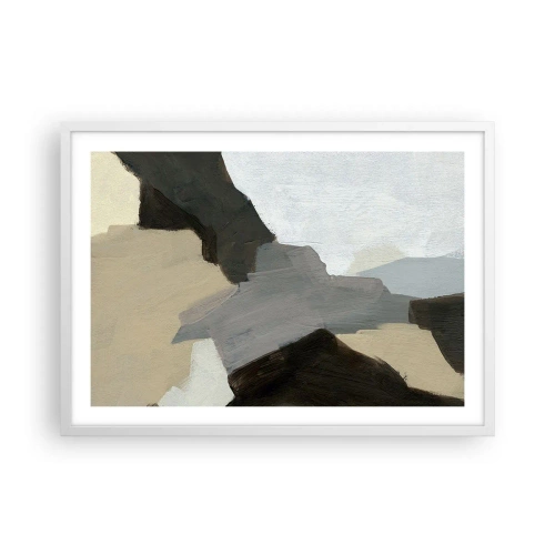 Poster in einem weißen Rahmen - Abstraktion: Scheideweg des Graus - 70x50 cm