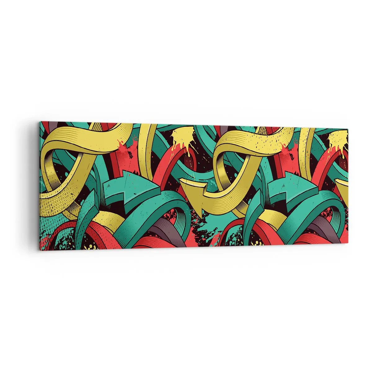 Bild auf Leinwand - Leinwandbild - Abstrakte Pfeile in leuchtenden Farben schaffen Chaos - 140x50cm - Welcher Weg zum Ziel? - Moderne Wanddekoration für Wohnzimmer und Schlafzimmer ARTTOR