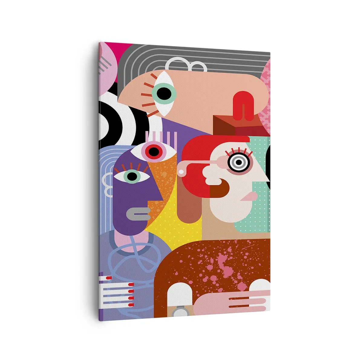 Bild auf Leinwand - Leinwandbild - Bunte Abstraktion mit geometrischen Flächen - 70x100cm - Wir sind von Herrn Picasso - Moderne Wanddekoration für Wohnzimmer und Schlafzimmer ARTTOR