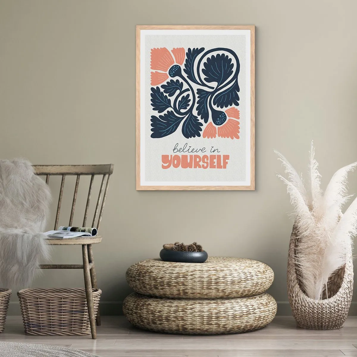 Poster in einem Rahmen aus heller Eiche - Und du gedeihst - 30x40 cm
