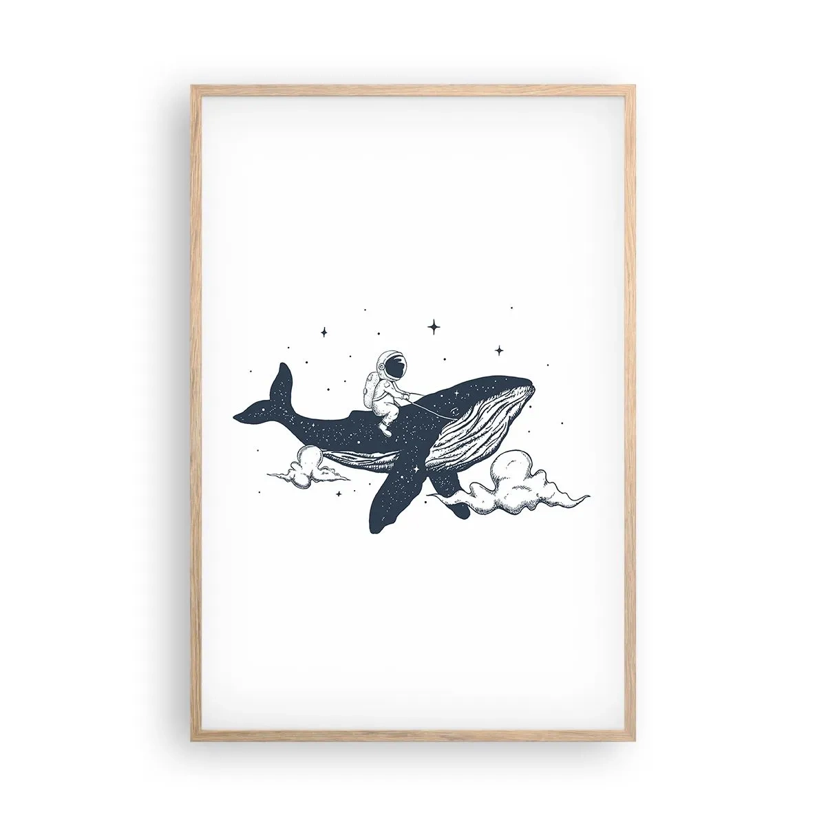 Poster in einem Rahmen aus heller Eiche - Weltraumabenteuer - 61x91 cm