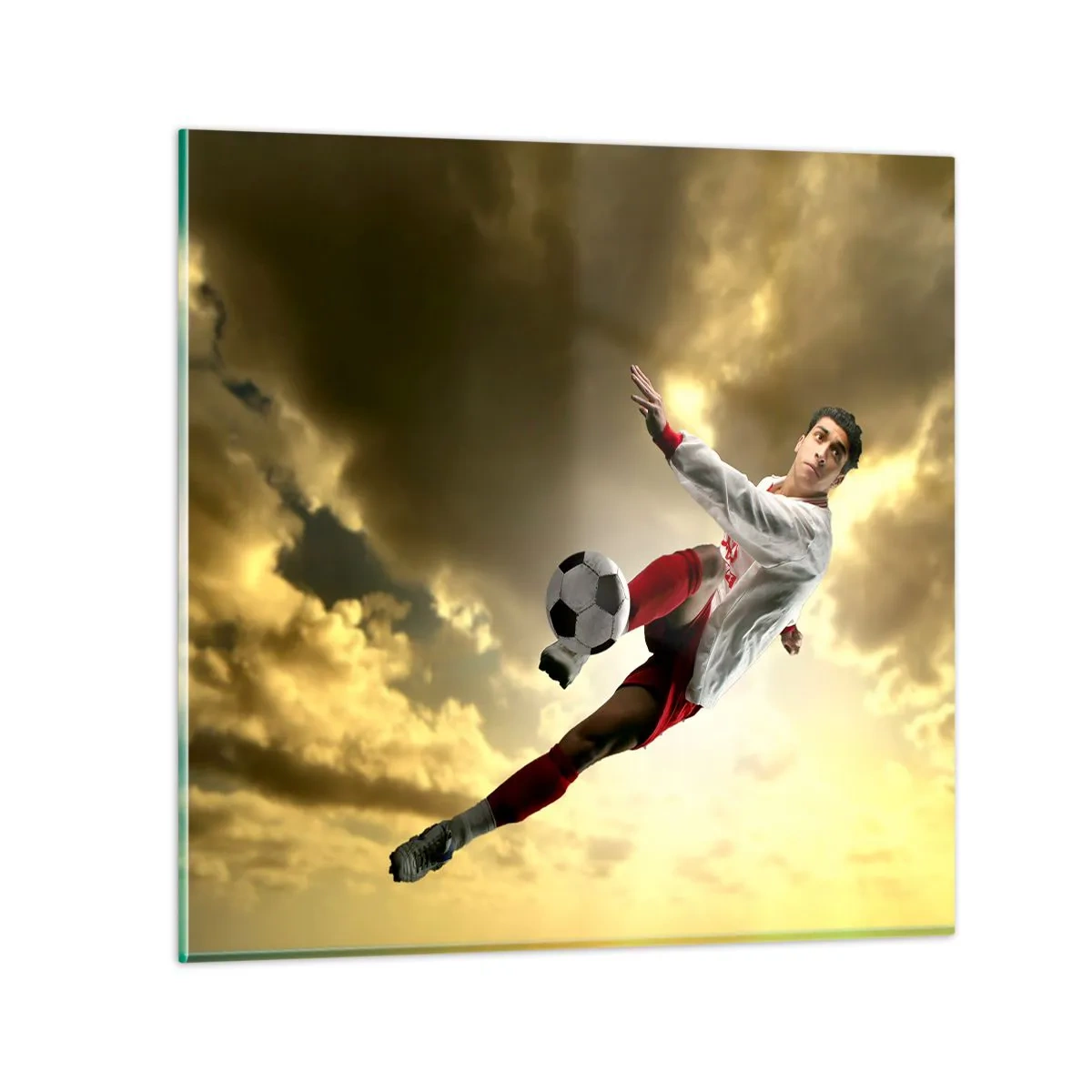 Glasbild - Bild auf glas - Fußballhimmel - 40x40 cm