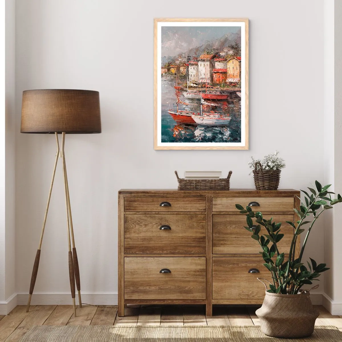 Poster in einem Rahmen aus heller Eiche - Romantische Oase - 30x40 cm